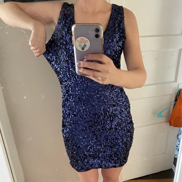 Navy Blue Sequin Dress - Picture 6 of 6